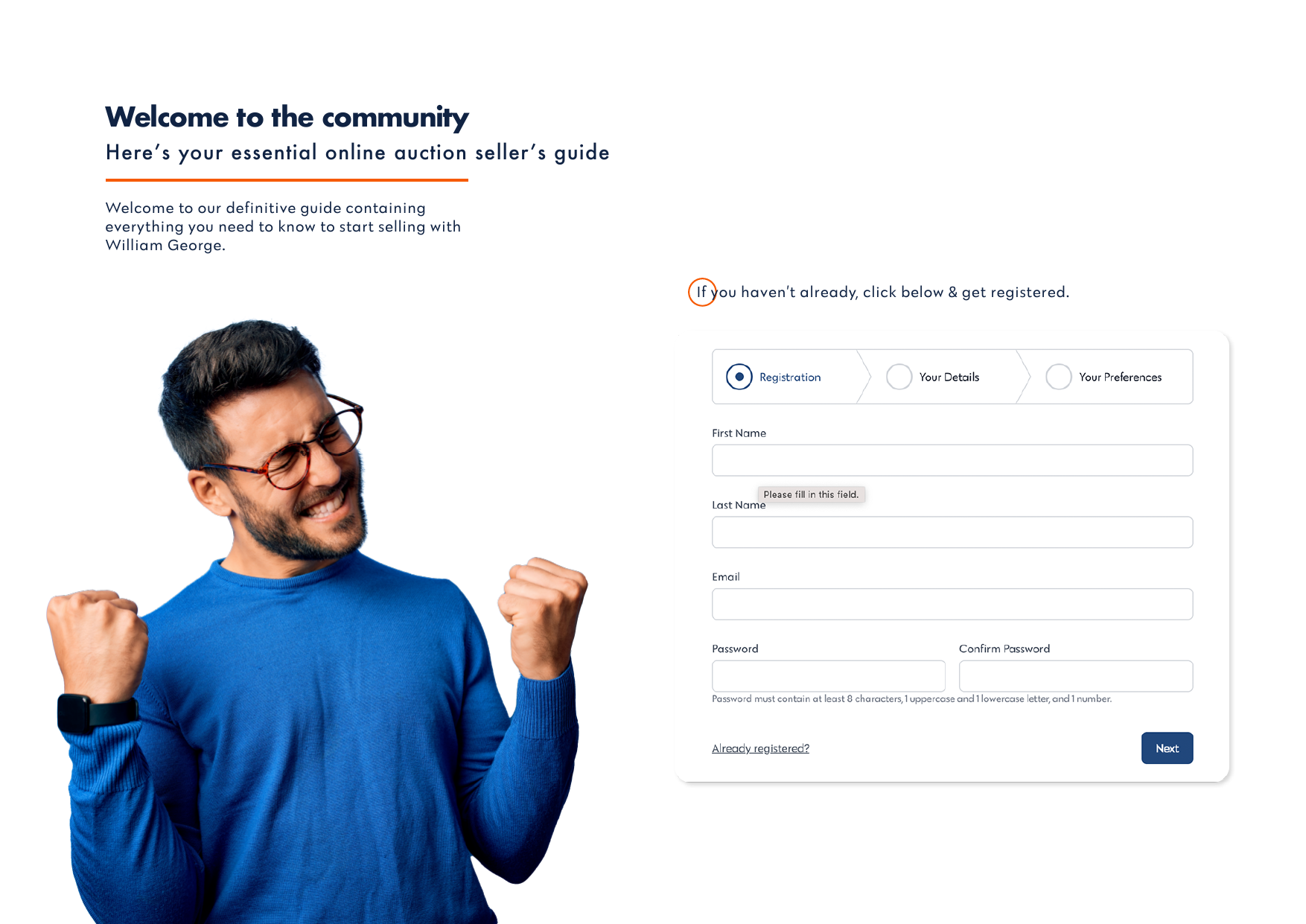 Seller registration preview